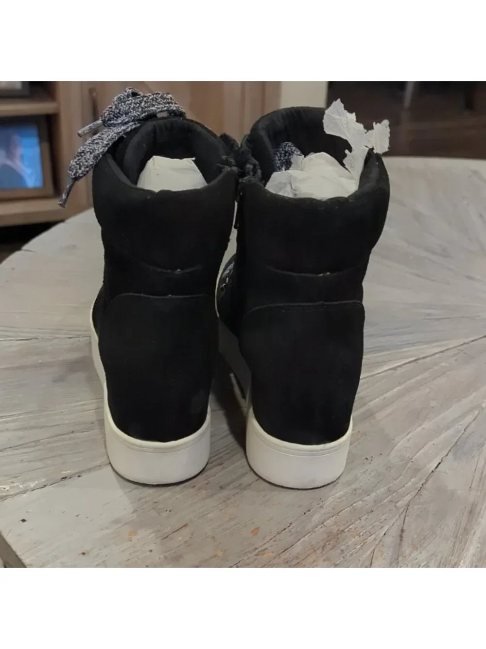 Steve Madden Catch Black Suede Wedge Sneakers